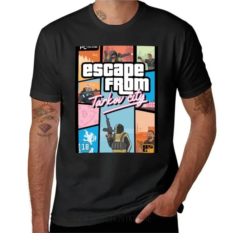 Escape from Tarkov - GTA Vice City Style T-Shirt blacks Short sleeve tee plain white t shirts men