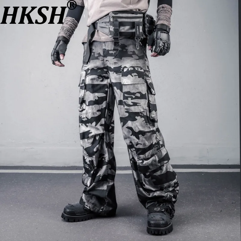 

HKSH Spring New Men Tide Dark Unique American Style Hip-hop Functional Cargo Pants Loose Pockets Vintage Casual Chic Ins HK21580