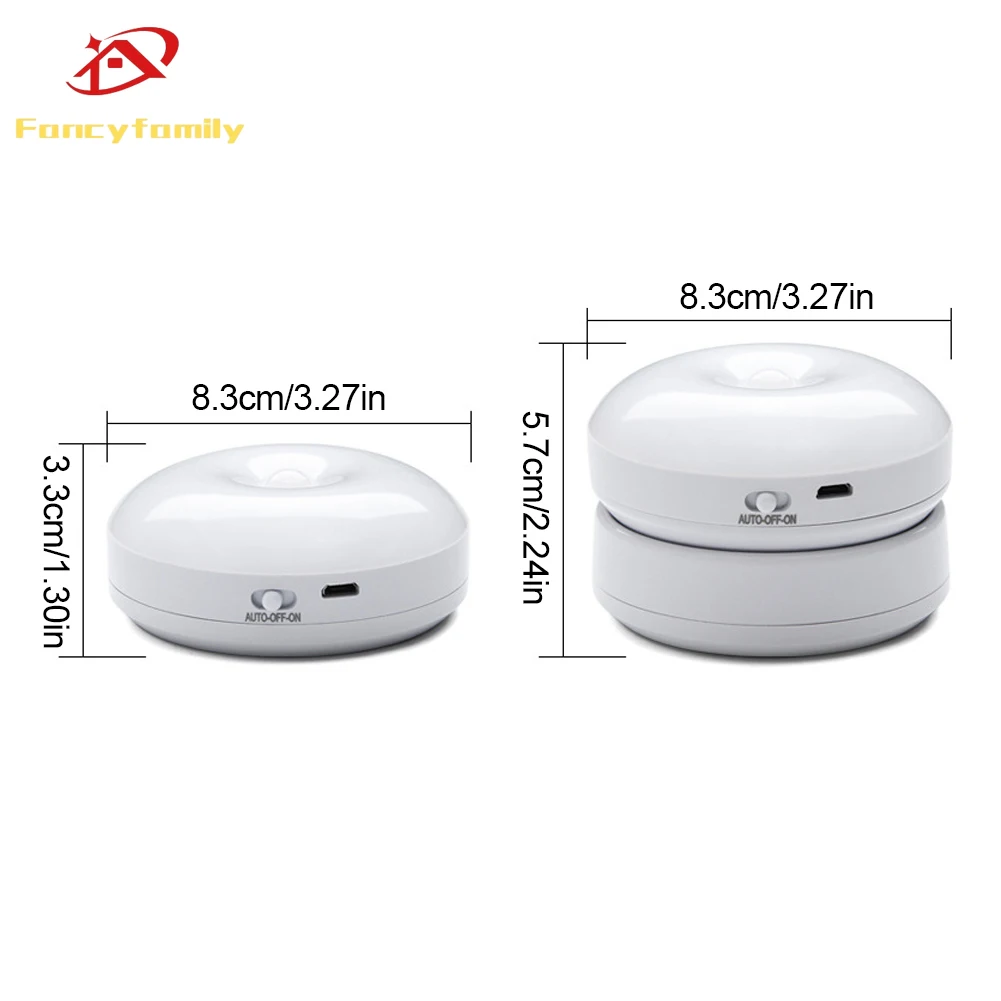 

Fancyfamily 360 Rotated Rechargeable Wireless PIR Motion Sensor LED Night Light Wall Lamps