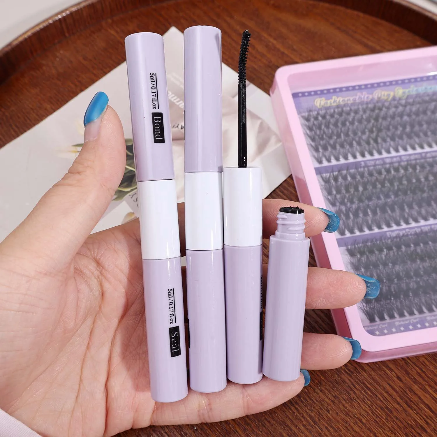 Mascara per colla per ciglia a doppia estremità tenuta duratura impermeabile non irritante colla per ciglia invisibile estensione ciglia strumenti cosmetici