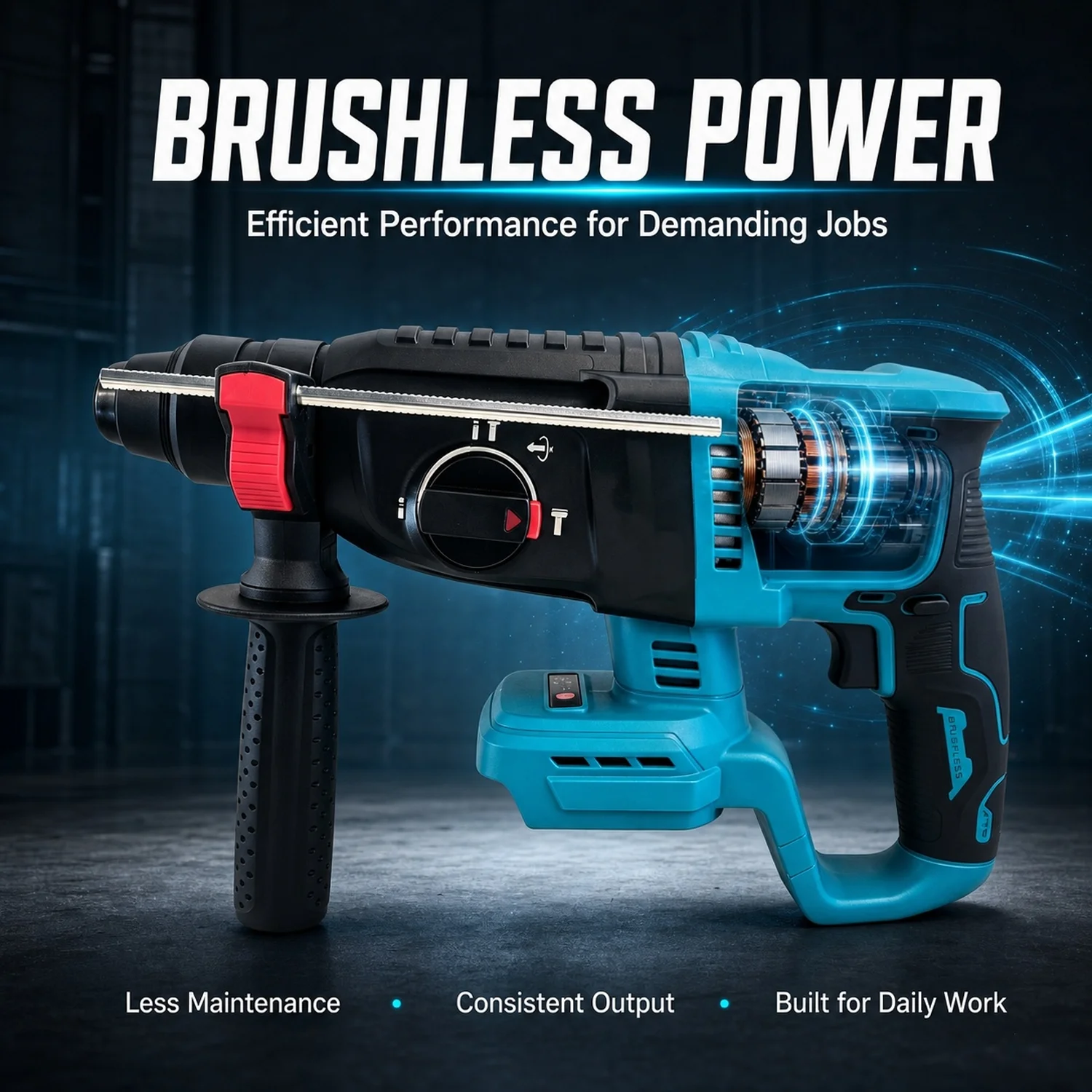 IONTOOL Rotary Hammer 26mm 1800RPM Efficient Durable Brushless Cordless For 18V Battery Home Garage Wall Drilling Tool
