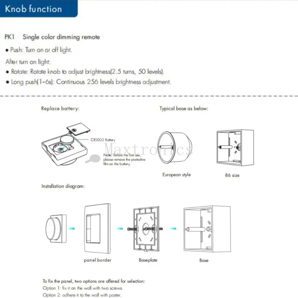 Nuovo Dimmer LED 5-36V 8A PWM Wireless RF LED Dimmer ON OFF con pannello rotante 2.4G remoto per strisce LED monocolore luce