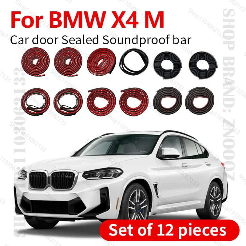 

For 2019-2025 BMW X4 M Car Door Seal Strip Rubber Double Layer Sealing Protector Soundproof Strip Dustproof Seal Strip 12PCS Set