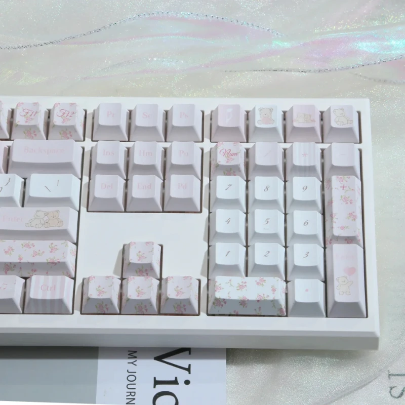 クマの花束テーマキーキャップセット PBT MOA チェリープロファイルカスタムオリジナル手作りキーキャップメカニカルキーボードアクセサリーギフト