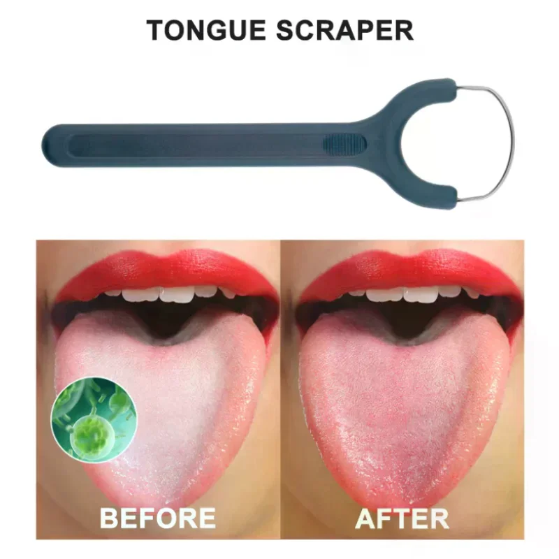 

1 шт. скребок для языка из нержавеющей стали, чистка свежего дыхания, зубная щетка для языка с покрытием, гигиена полости рта, металлический скребок для языка