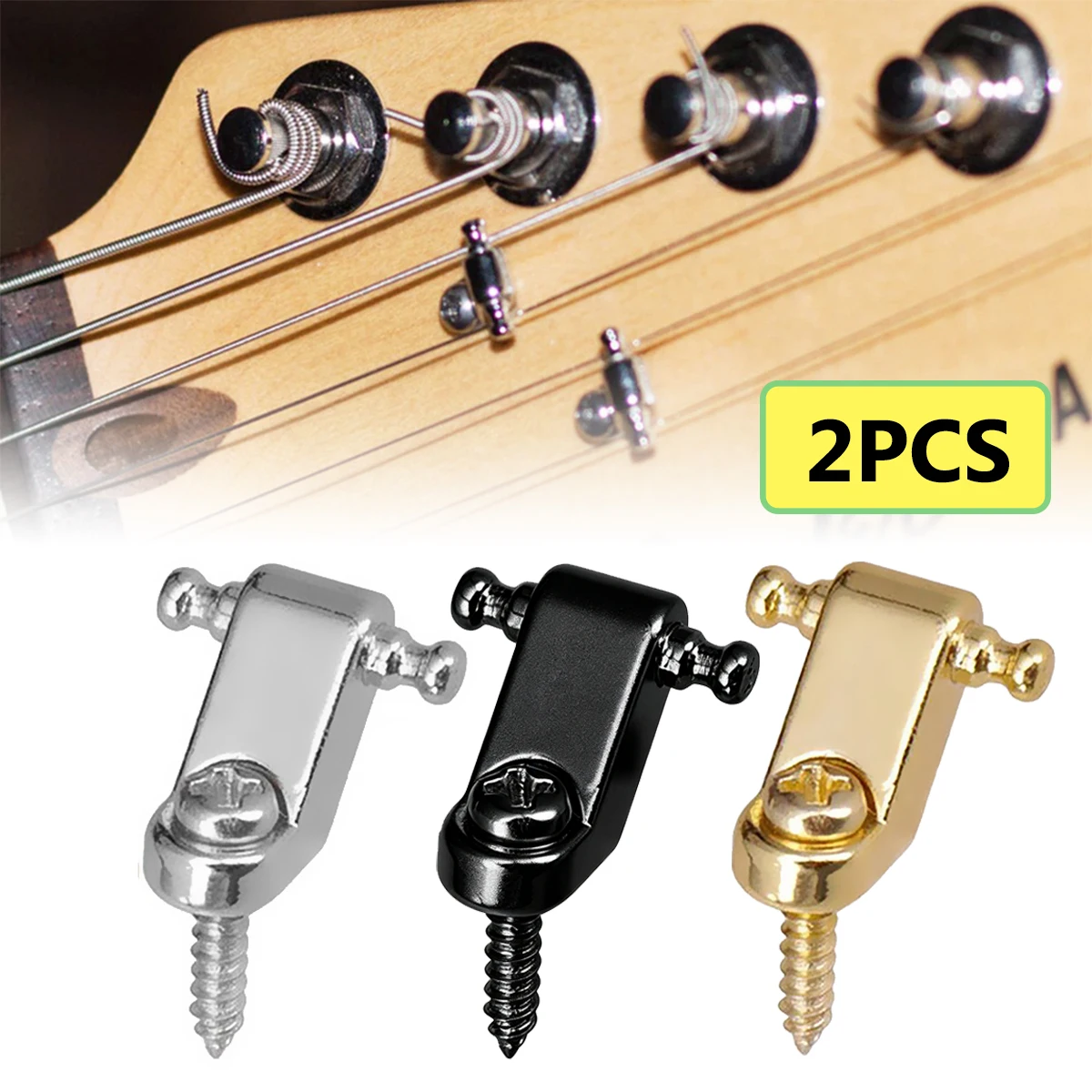 Miwayer 2-Pcs Guitar String Retainer Guides – Roller String Tree for Electric Guitar, 3 Colors (Gold/Black/Silver), with Mountin