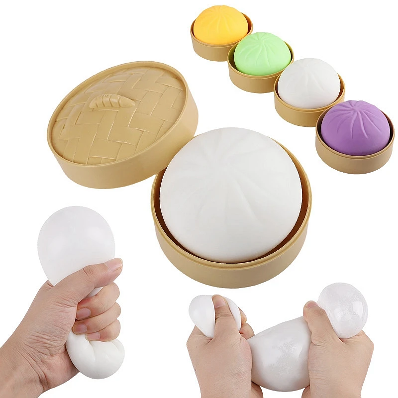 

Soft Dumpling-shaped Stretchy Toys with Food Steamer Soft Stress Relief Squeeze Ball Kids Birthday Party Favors Christmas Gift