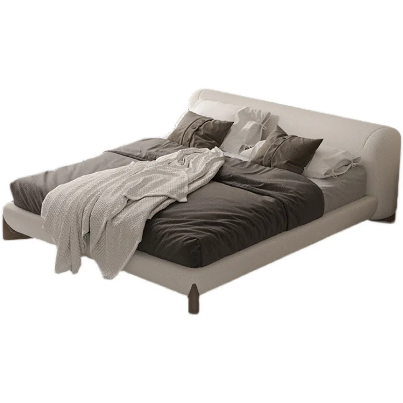 

Lamb wool wabi-sabi wind fabric master bedroom 1.8 meters double bed Japanese minimalist soft bed