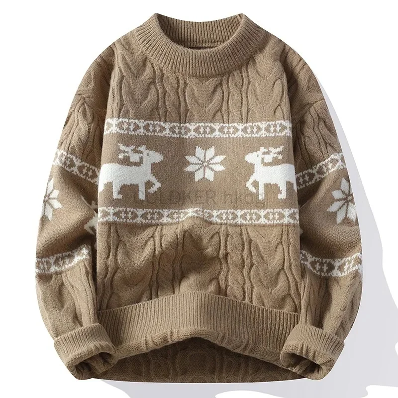 Family Christmas Reindeer Knitted Sweater for Men Women Red White Cable Knit Pullover Xmas Festival Warm Korean Jumper - view 6