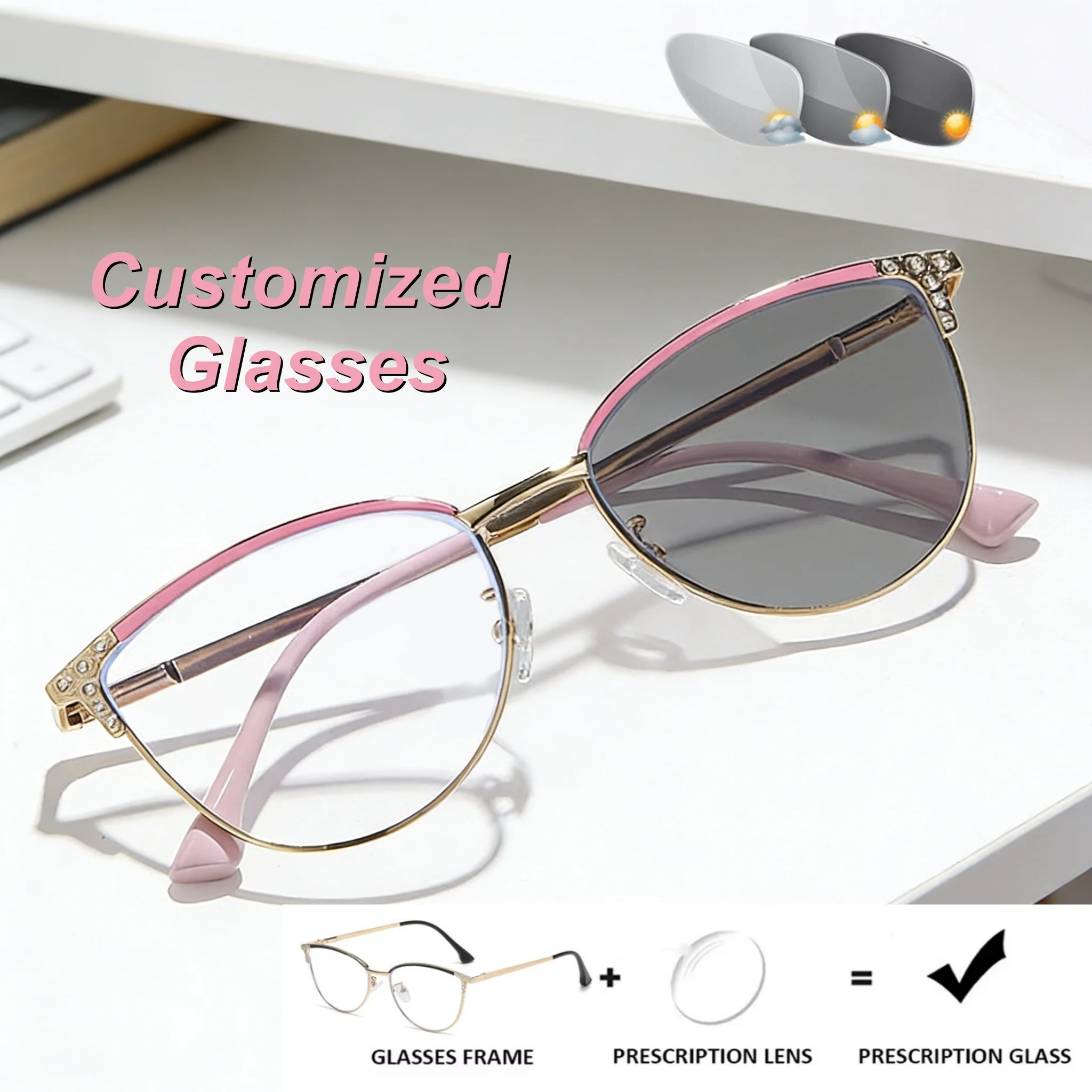 

Новые модные люксовые фотохромные женские очки по рецепту, ультралегкие, нейтральные, с индивидуальной настройкой, с защитой от синего света