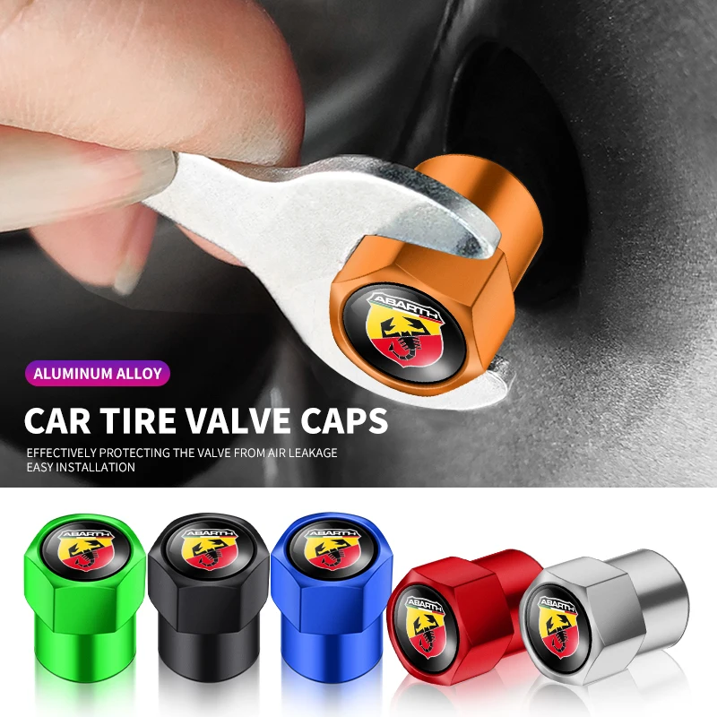 4PCS Car Tire Valve caps Emblem metal Cap Case For Abarth Volkswagen Chevrolet Renault Alfa Romeo Honda Jaguar Ford JEEP Acura