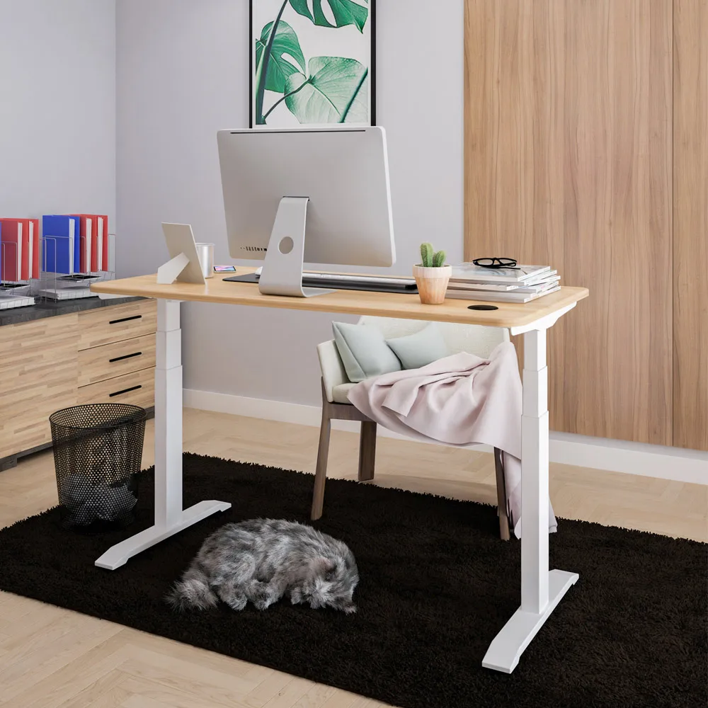 Office Modern Adjustable Height Desk Frame Sit to Stand Office Furniture Table Electric Lift Computer Desk With Dual Motor