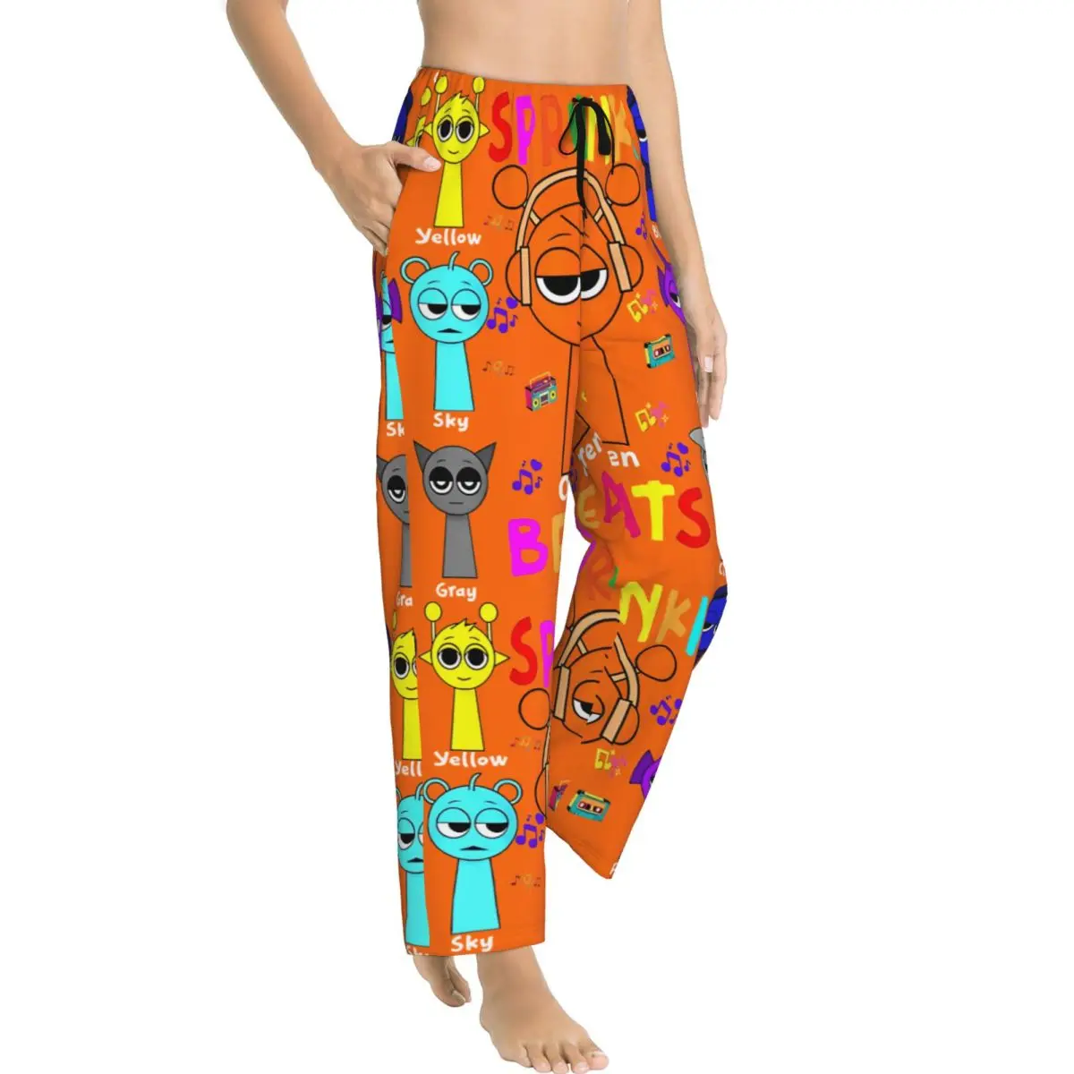 Sprunki Kid Gaming Girl's Loungewear pants Loose-Fit Pajama Pants Home Sleep Bottoms view 2