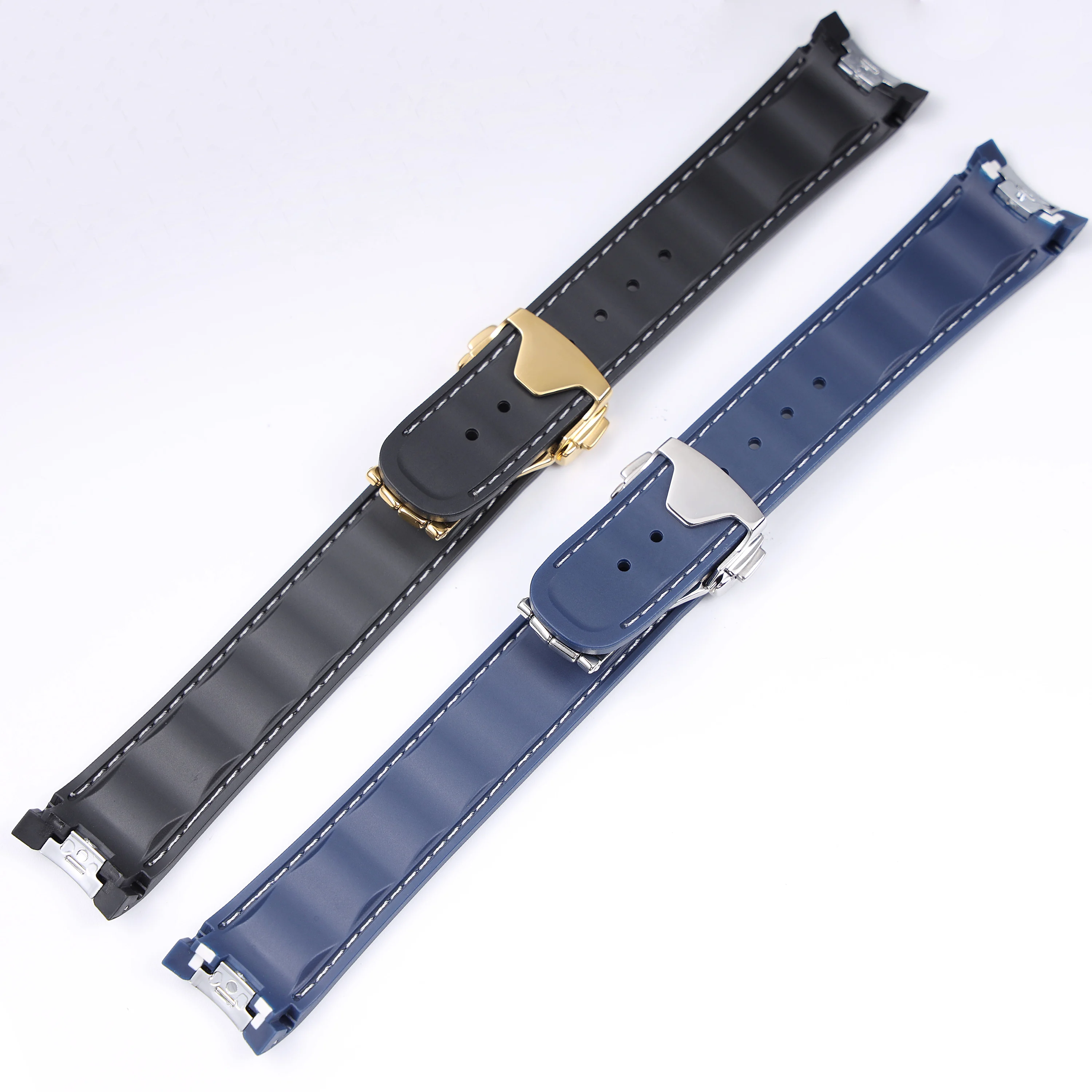 20mm Rubber Silicone Watch Strap Fit For Omega Seamaster 300 AT150 Aqua Terra Ultra Light 8900 Steel Buckle Watchband Bracelets