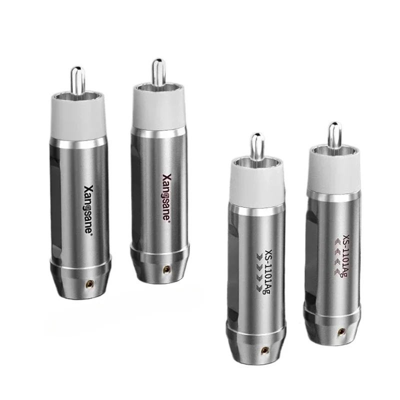 4Pcs Pure Silver Core RCA Plug Signal Line Connector HiFi Audio Amplifier Terminal Adapter