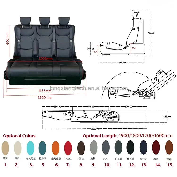 LXRV Customizable Napa Leather 3-Fold Folding Convertible Bed Seats for RV Van Camper Front Swivel Luxury Motorhome Seats