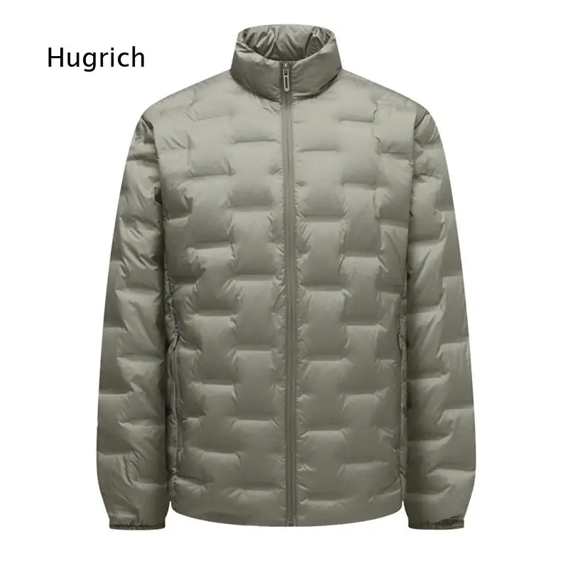 Men Winter Down Jacket With 90 Percent Down Content Thick Mid Length Light Stand Collar Outerwear Soft Warm Coat For Cold Weath