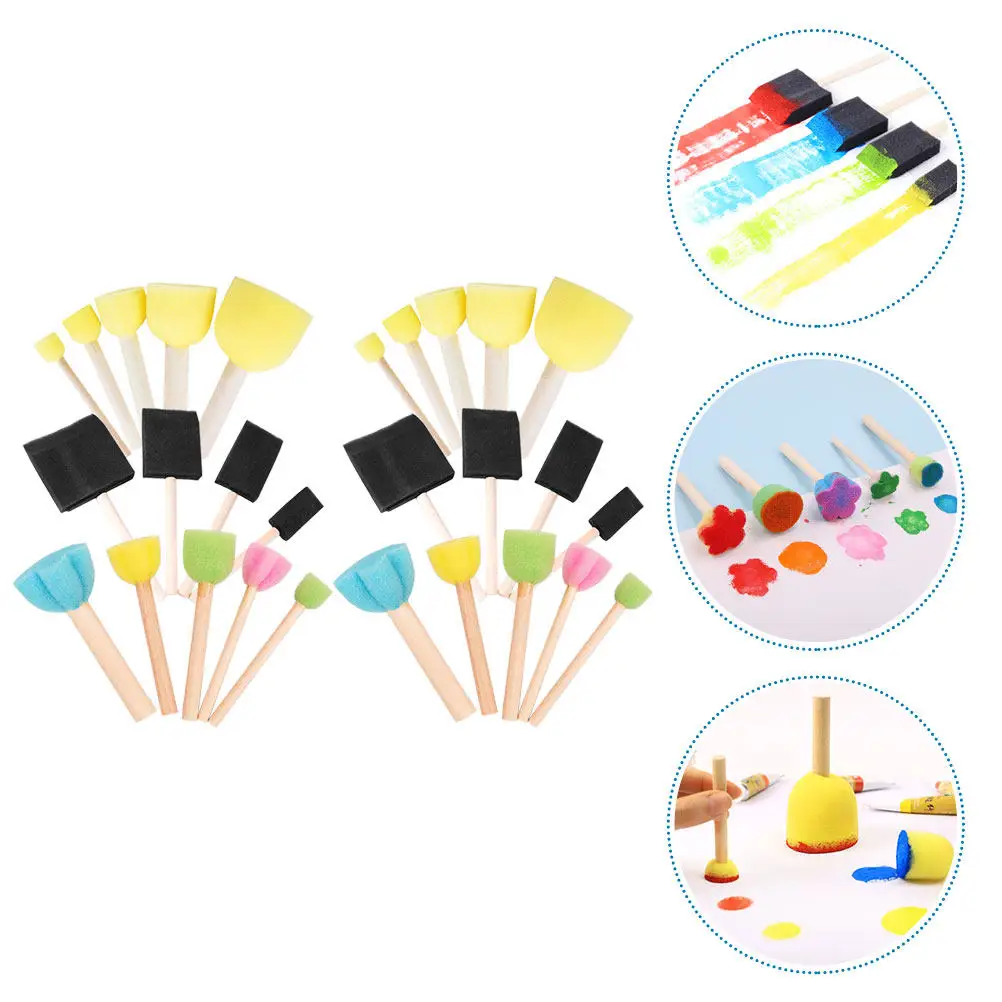 

28Pcs Painting Sponge Brush Kit Sponge Stampers for Graffiti Drawing DIY Crafts Fine Texture Easy Clean Portable Creative
