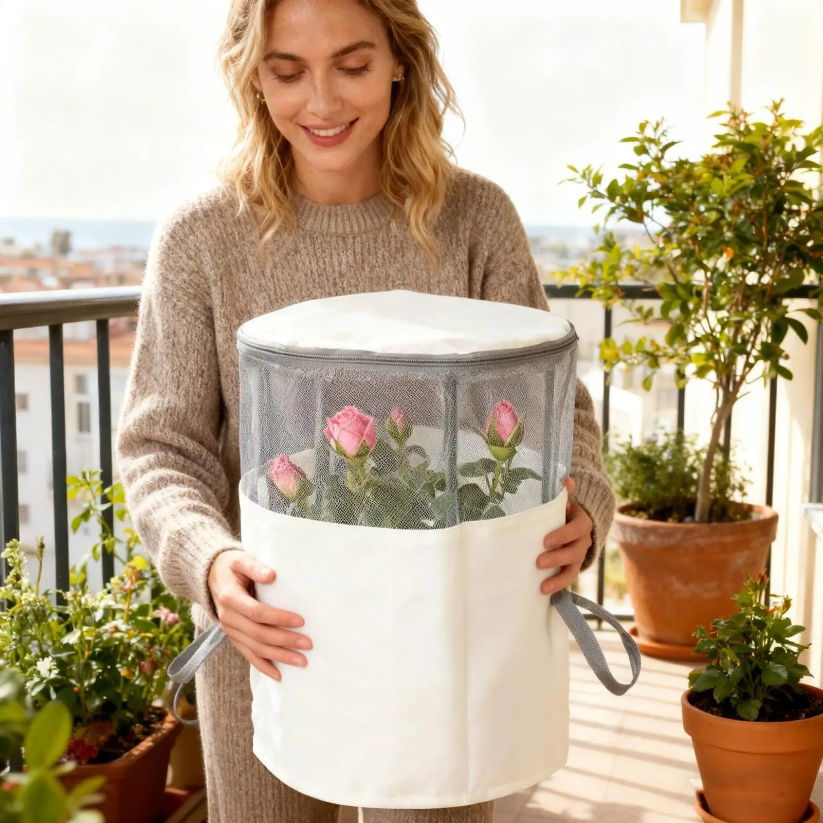 

Rose Cones for Winter Ventilation Foldable Freeze Protector Shield Winter Rose Collars Protective Cover for Frost Condensation