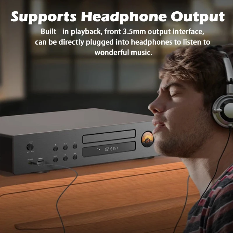 

Двухтрубный HiFi аудиофильский CD-плеер CSR Bluetooth 5.1 VU Meter HQCD Decoding Pro CD-плеер Стерео противоударная домашняя аудиосистема