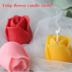 3D Tulip Candle Mold Handmade Flower Soap Silicone Mold Plaster Aromatherapy Molds Chocolate Candy Fondant Cake Decorating Tools