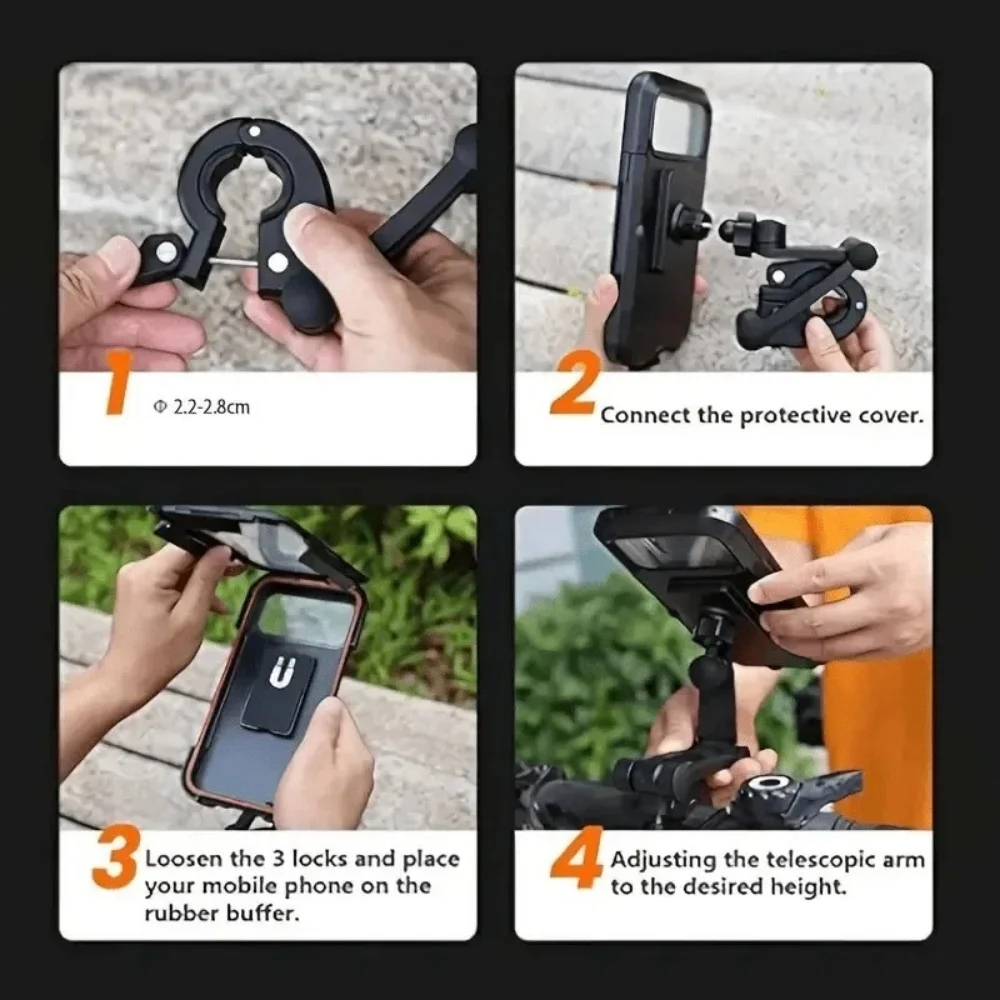 360° Swivel Waterproof Motorcycle Bike Mobile Phone Holder Adjustable Bicycle Motorcycle Cellphone Holder for Various Phone image 2