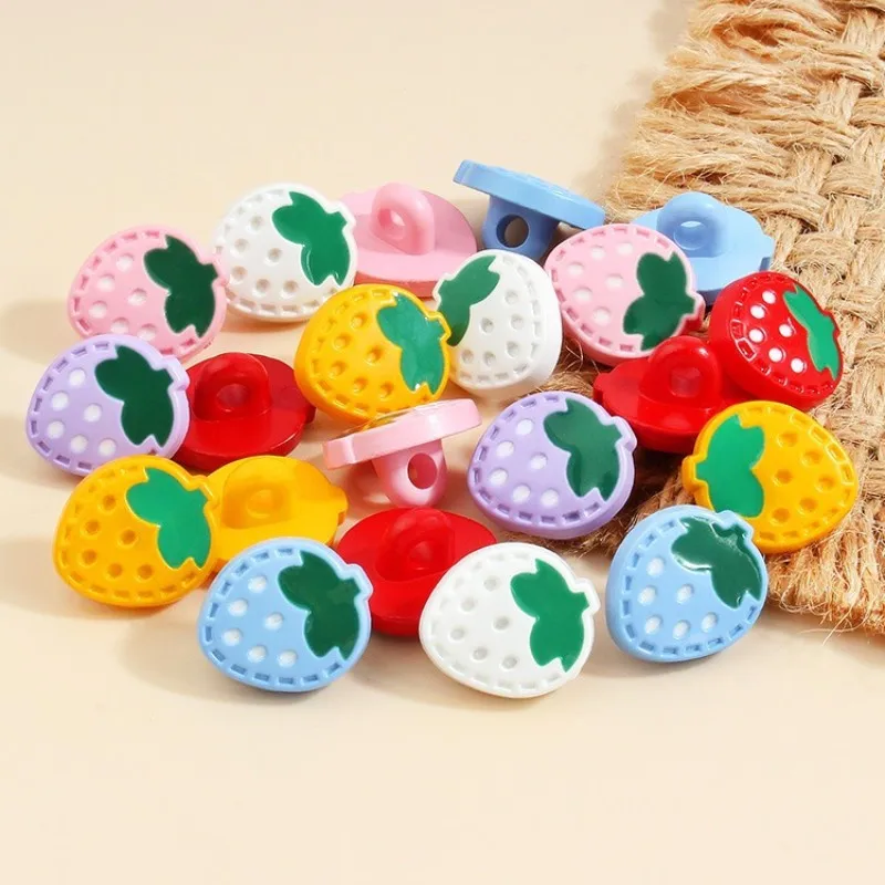 20PCS Colorful Cute Strawberry Buttons For Clothing Children Shirt Dress Handmade Decorative DIY Sewing Accessories