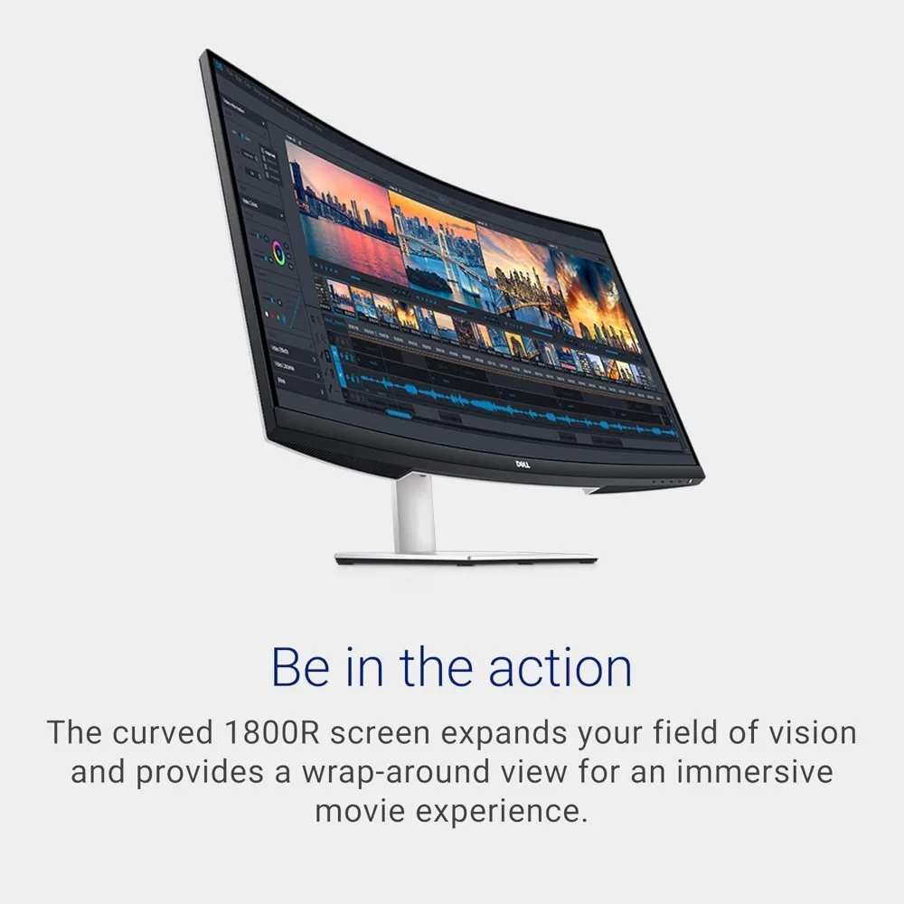 32 Inch Curved 4K UHD (3840 x 2160), VA Ultra-Thin Bezel Monitor, 60Hz, 4MS Response Time, 90% DCI-P3, 99% sRGB