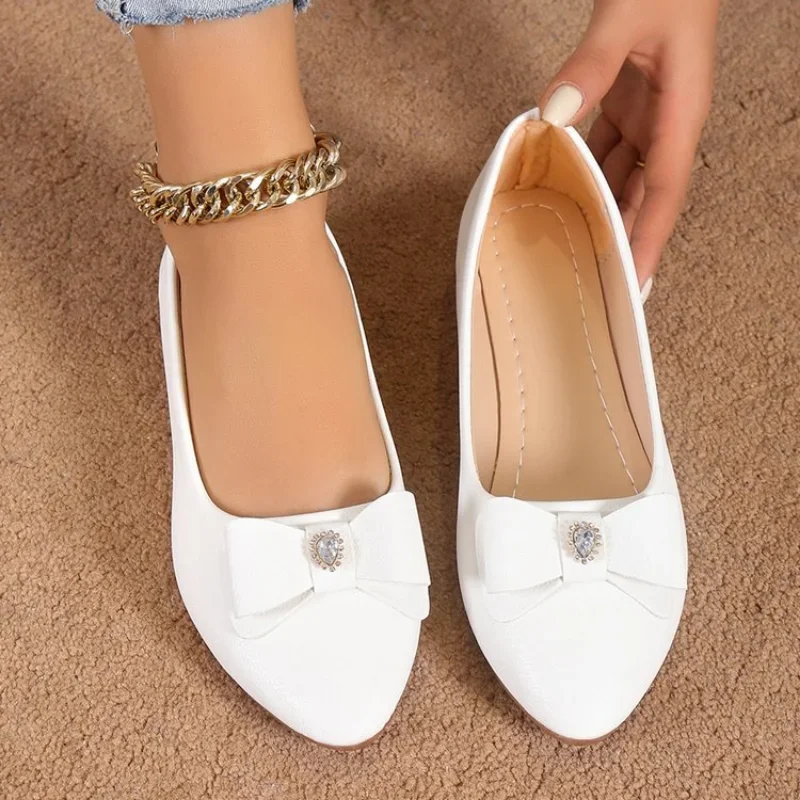 Women Casual Flats Shoes New Bow Elegant Walking Shoes Spring Designer Brand Retro Dress Soft Sole Shoes Zapatillas Mujer