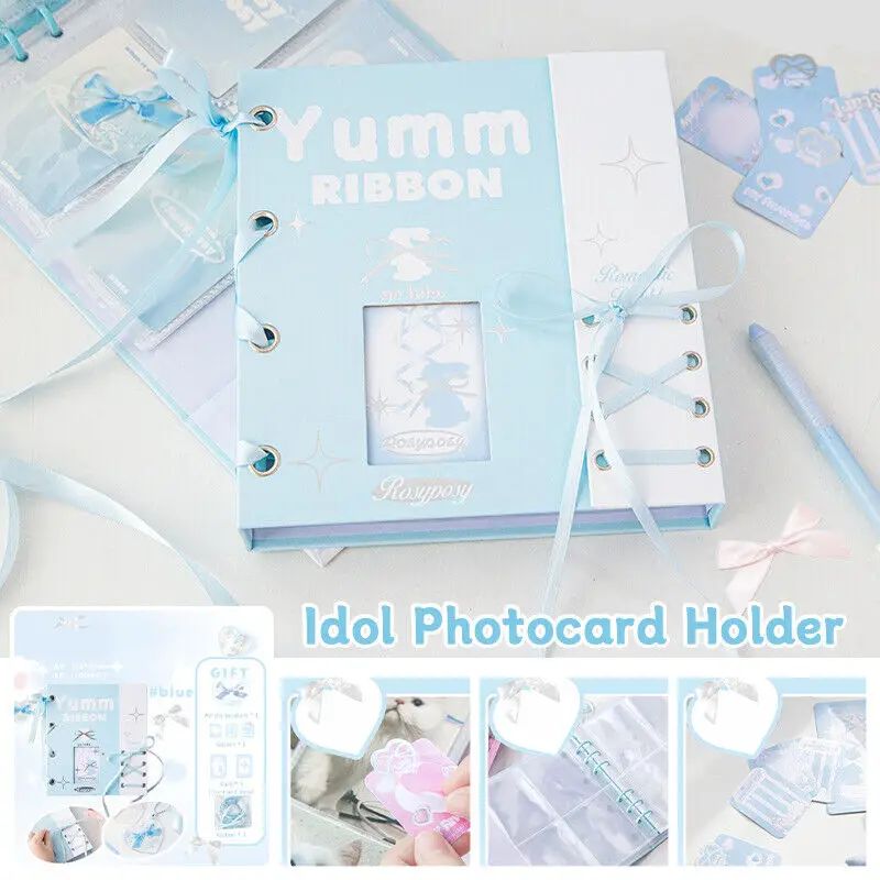 Kpop Idol Photocard Holder Pictures Storage Card Holder Bow Ribbon Photo Album Photocards Album for Photographs Collect Book