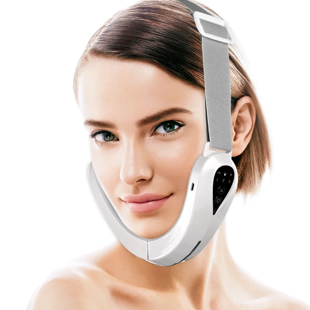 Ems massageador facial mandíbula levantador cinto led fóton terapia facial emagrecimento dispositivo vibratório celulite mandíbula levantador