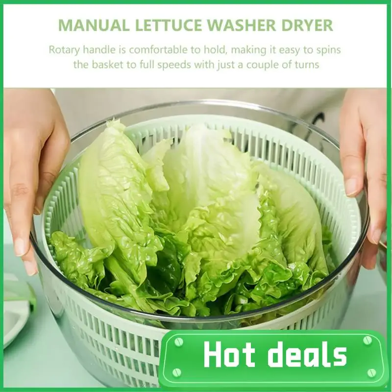 Secador Manual de verduras para ensaladas verdes, ensalada seca, frutas, cuenco para lavar verduras, para portions, lechuga, espinaca