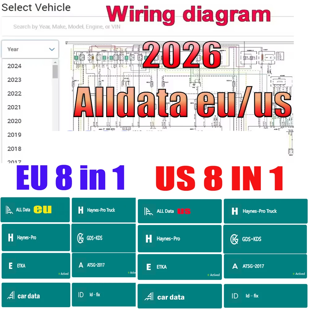 

2026 Wiring EU Diagrams Repair Software Alldata All Data Car Data for Mit-chell Online Account Working On Any Laptop Repair
