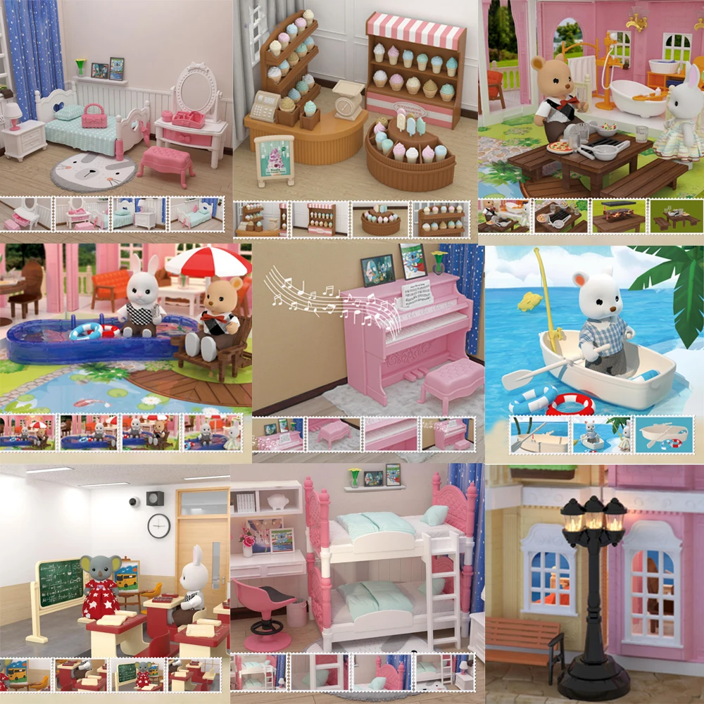Miniatuur Meubels Familie Speelgoed Poppenhuis Livingroom Badkamer Keuken Klaslokaal Set Doen Alsof Creatieve Ideeën Kinderen Speelgoed Cadeau