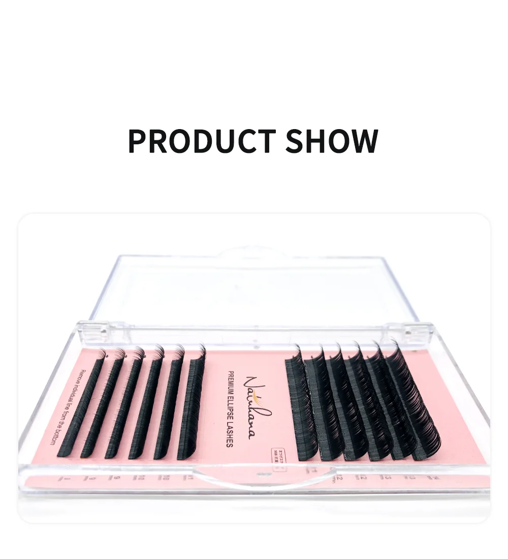 NATUHANA Wimpernverlängerung Premium Ellipse Flat Individuelle Split Tips Natürliche weiche Cilios Matte Nerz Falsche Wimpern Make-up – Detail 14