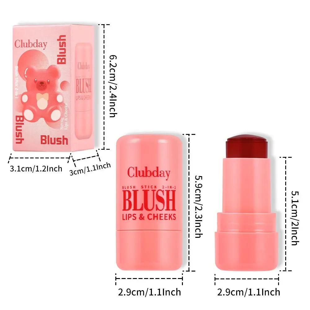 MISS ROSE Jelly Matte Moisturising Bouncy Blush Stick Makeup Sheer Coverage Oil Control Natural Finish Blendable Cushiony Blushe