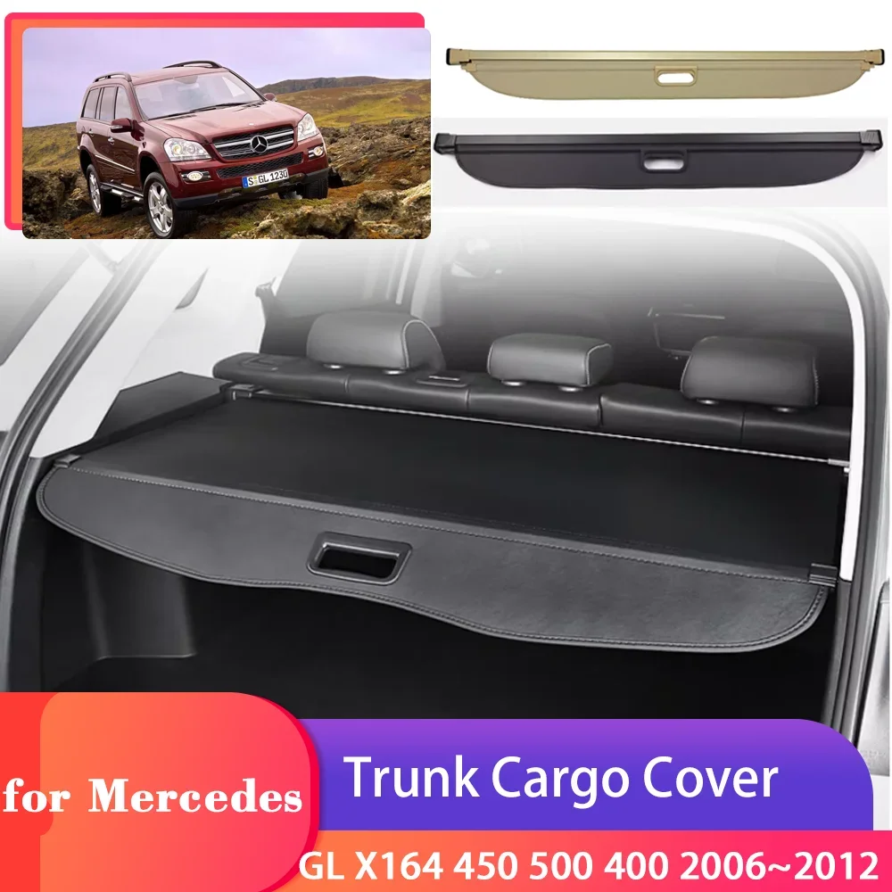 Car Trunk Cargo Cover for Mercedes-Benz GL Class X164 450 500 400 2006~2012 Security Shield Curtain Partition Privacy Accessorie