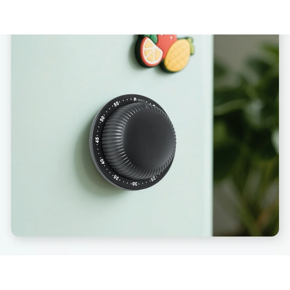 Stainless Steel Rotating Mechanical Timer with Magnetic Back for Easy Placement on Refrigerators and Loud Alarm for Kitchen Use