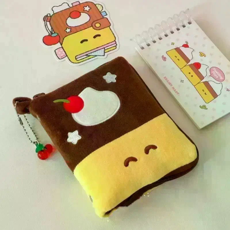 Cute Pudding Color-blocked Plush Coin Purse Travel Passport Bag Account Bag Portable CCD Camera Bag Portable Storage Card Bag