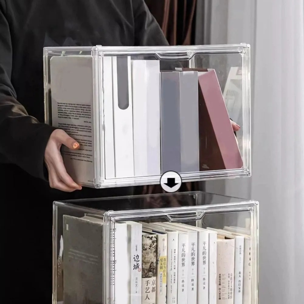 شفافة 2 الطبقة الناهض حامل حالة المغناطيسي سعة كبيرة أرقام دمية عرض حالة الاكريليك الغبار منظم مكتب صندوق حقيبة