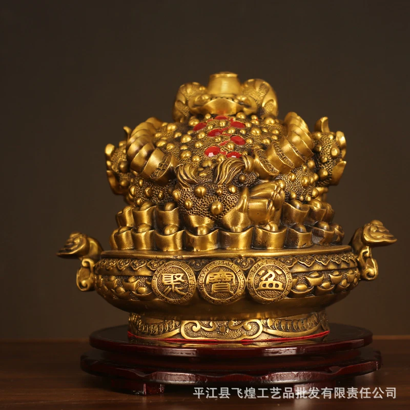 Wholesale Copper Metal Crafts: Ruyi Treasure Bowl, Golden Toad, Brass Fortune Ornaments, Antique Items For Stalls, Opening Gifts