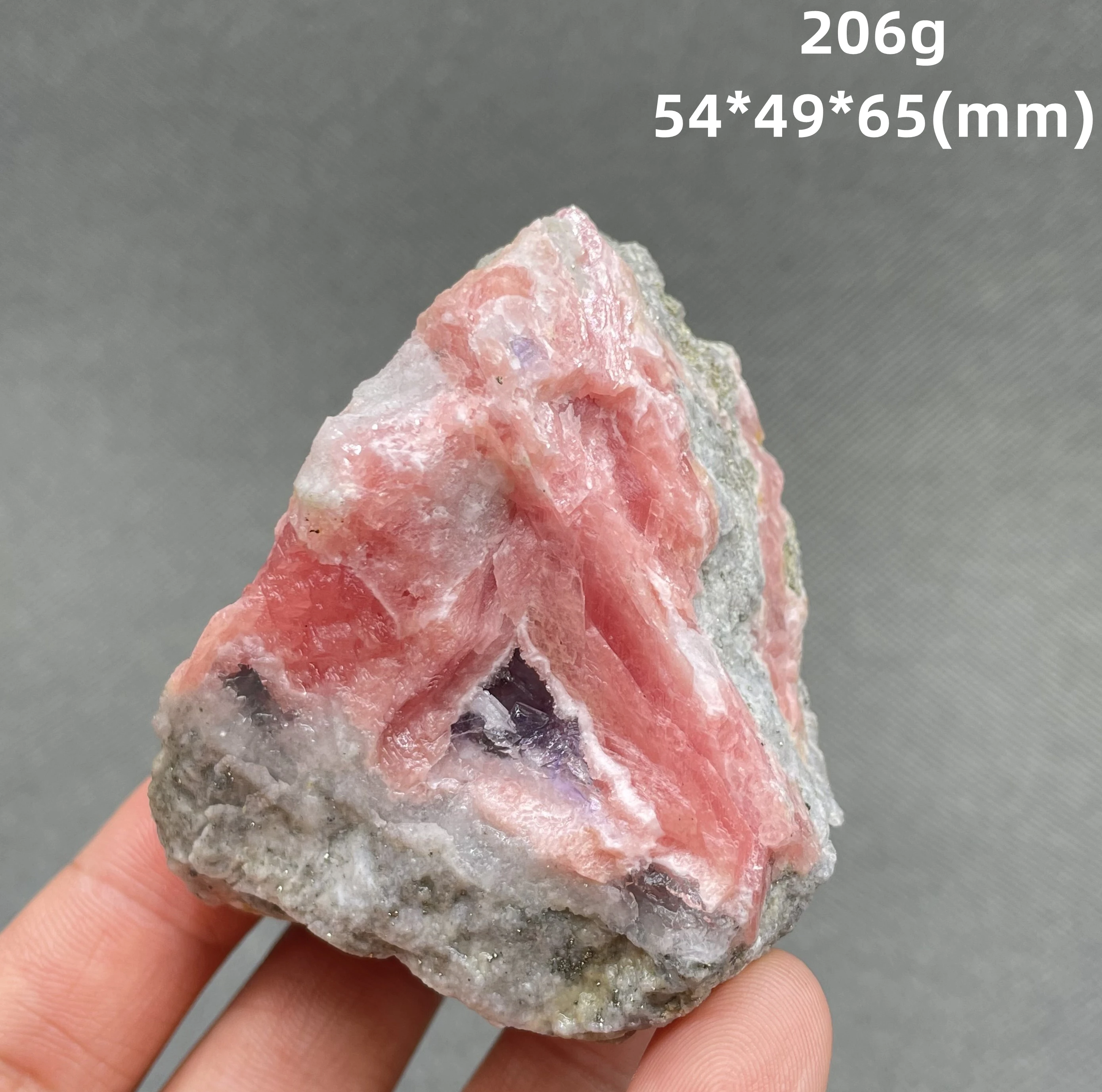 BEST! 206g Natural pink rhodochrosite mineral specimen crystal Stones and crystals Healing crystal from China