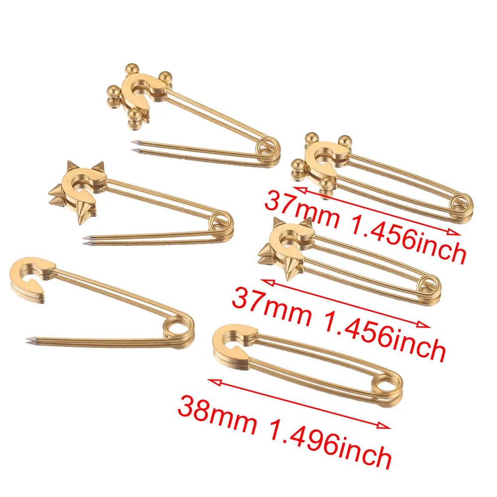 5pcs Stainless Steel Safety Pins Pins for Clothes Sewing Brooch Gold Plated DIY Badge Craft Findings Jewelry Making Supplies