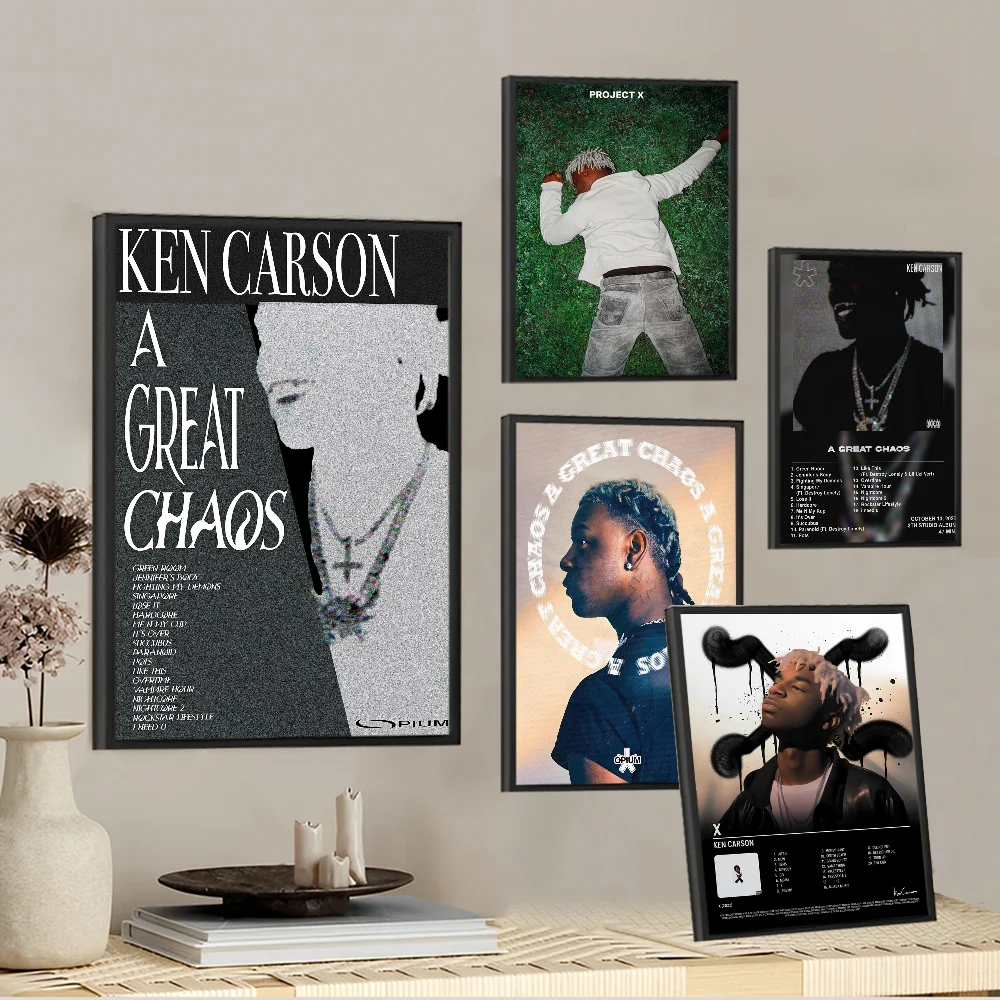 Rapper Ken Carson A Great Chaos Self-adhesive Art Poster Whitepaper Prints Posters Artwork Home Decor