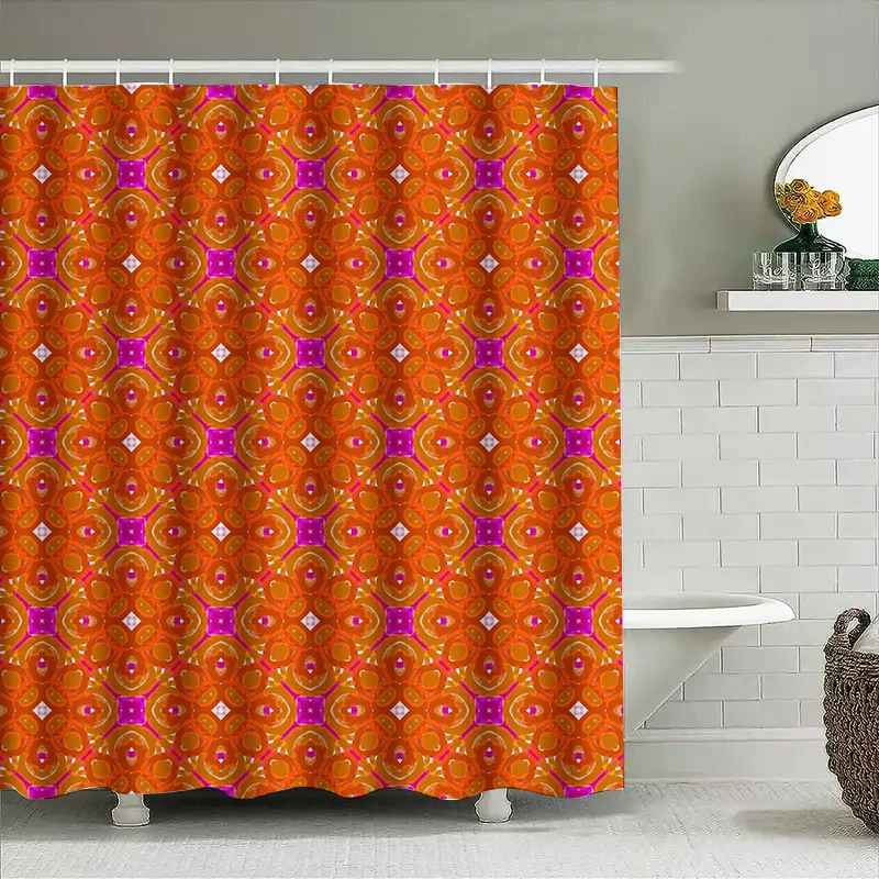 

Bright Orange Pink Print Shower Curtain Waterproof Polyester Washroom Decor 72''X72'' (Set)