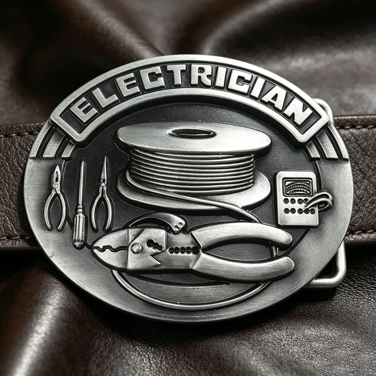 Retro Western Oval Electrician Belt Buckle Fashionable Leather Cowboy Accessory Classic Trend