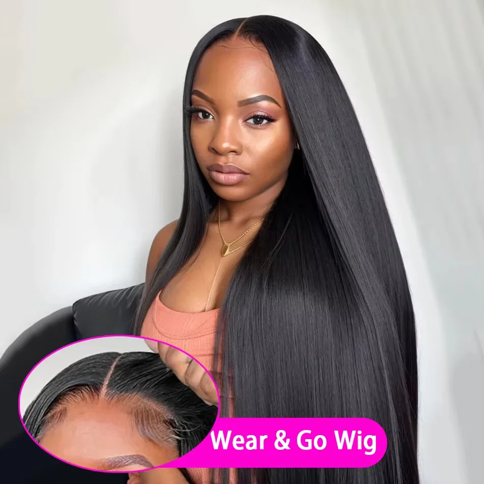 

Glueless Wig Bone Straight 5x5 Closure Wig Human Hair Ready To Wear Pre Cut Hd Lace Wigs Human Hair Pre plucked Brazilan 30 inch