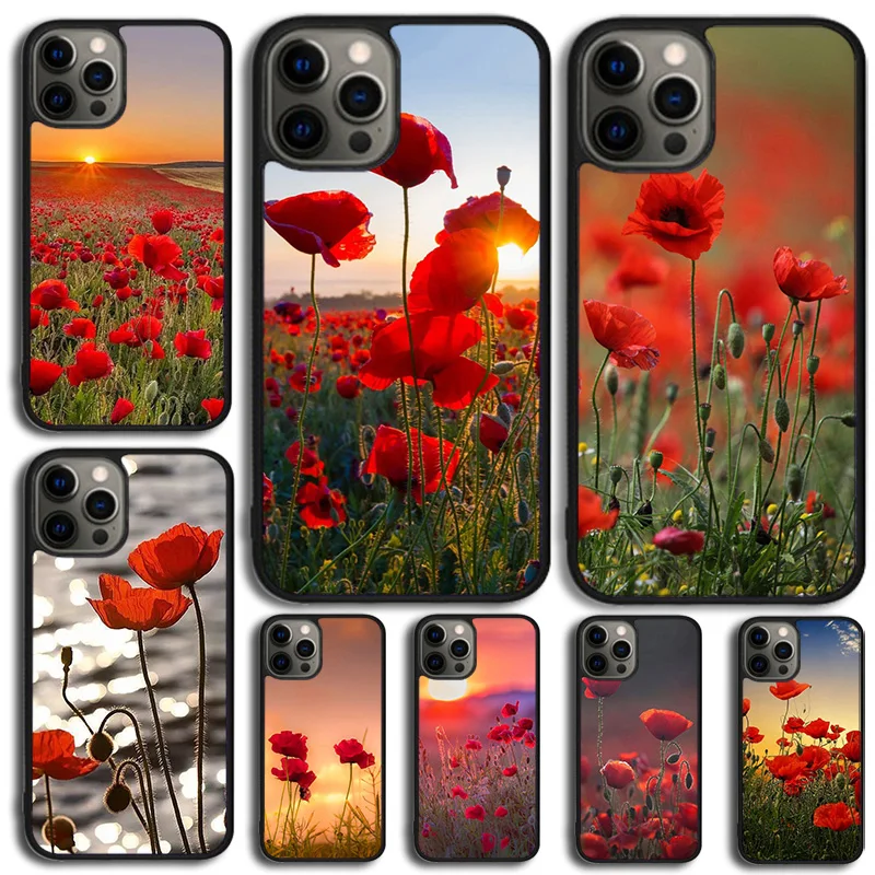 Red Corn Poppy Flower Phone Case For Samsung Galaxy S10 S22 S23 S24 Note 10 20 Lite S20 Plus S21 Ultra Back Cover