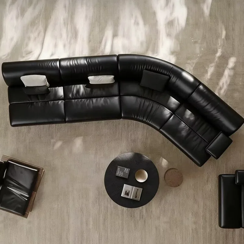 Nordic modern creative V-shaped corner combination sofa, designer hotel apartment exhibition hall meeting leather sofa