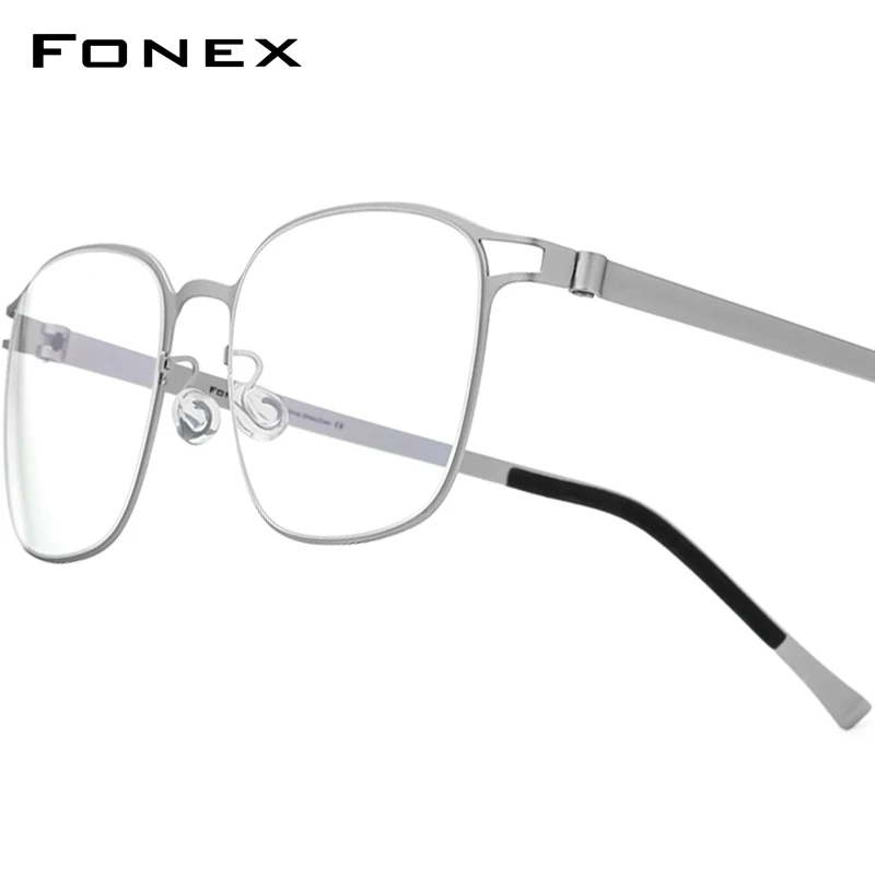 

FONEX Alloy Glasses Frame Men New Brand Design Square Eyeglasses Frames Ultralight Japanese Korean Germany Screwless Eyewear 020